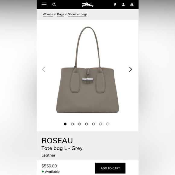 Longchamp Handbags - Grey Roseau Leather Tote Bag -never used, perfect condition, original dust bag.